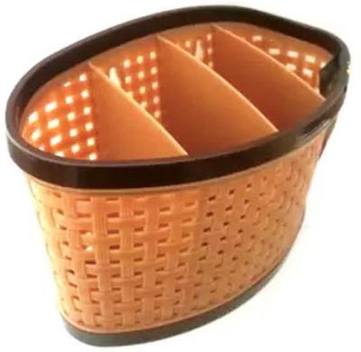 Breyers 4 Compartments virgin plastic 4 Compartments Plastic Plastic pen stand(Brown)
