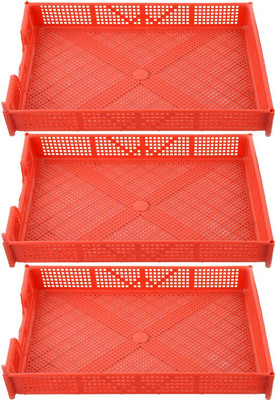 Aarsh STORESS 1 Compartments Plastic 3 Pieces Multi Purpose Plastic File Folder Paper Tray Rack(Red)