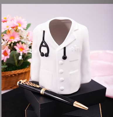 ZIARO 1 Compartments Plastic Doctor Coat Pen Stand Pen Holder Stand, the perfect desk accessory(White)