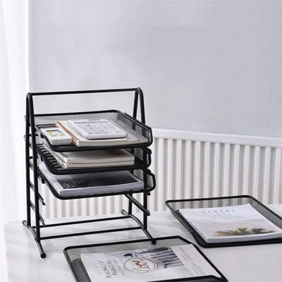 AQUABUCKET 5 Compartments Metal Body Desk File Tray(Black)