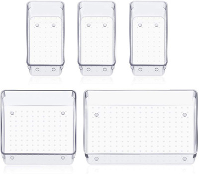 Kepzell 5 Compartments Plastic kitchen tools holder(Clear)