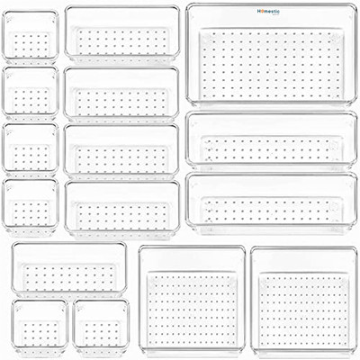 HOMESTIC by Kuber Industries 16 Compartments Acrylic Desk Organizers(Transparent)