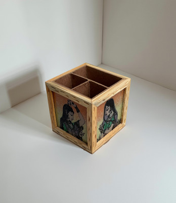 smf 3 Compartments wooden Rajasthani culture image printed(Brown, Multicolor)