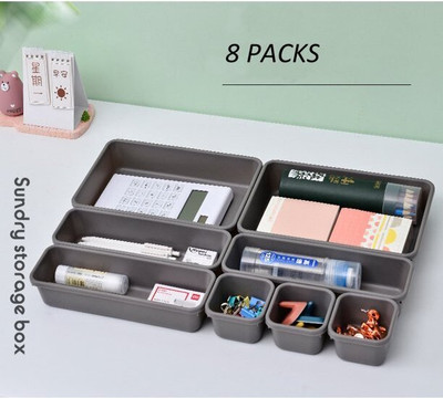 AMEEDARSHAN 8 Compartments Plastic Desk Organizer Tray(Multicolor)
