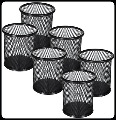 PANKU 6 Compartments Iron Pen Stand(Black)