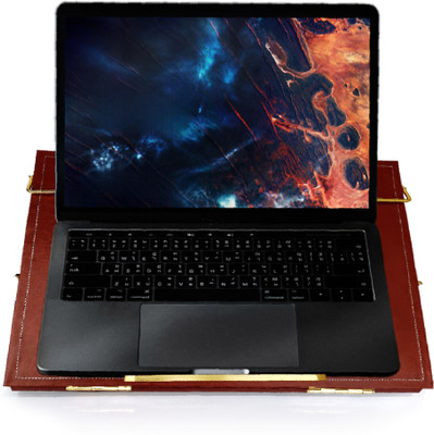 Goodwill Tech 1 Compartments Leather Height Adjustable Desk Laptop Stand | Writing Pad(Brown)