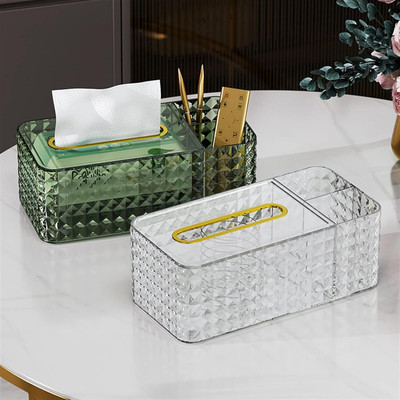Dejmin 3 Compartments Plastic tiusse box with stand(Multicolor)