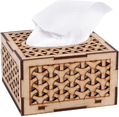 JAI SHRI 1 Compartments wooden tissue holder(Brown)