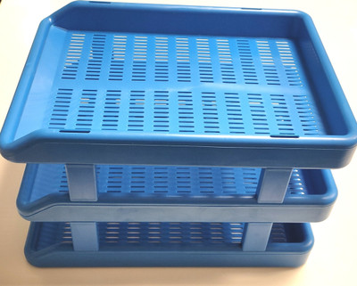 OMEGA 3 Compartments Plastic 1739/S Office Tray - Deluxe Use For Letter Tray/Files Tray/Documents Tray/Folder Tray etc Blue Colour(Blue)