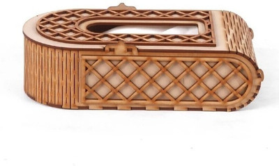 JAI SHRI 1 Compartments wooden tissue holder(Brown)