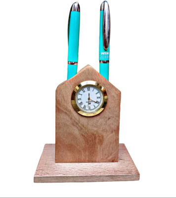 Sadiya 2 Compartments Wood Pen stand(Brown)
