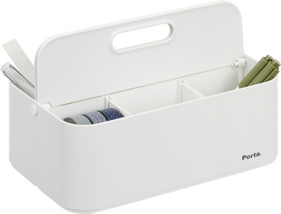 Litem 6 Compartments PP Plastic Porta Fold Multipurpose Storage Unit | Stackable | Adjustable | Home Office(White)
