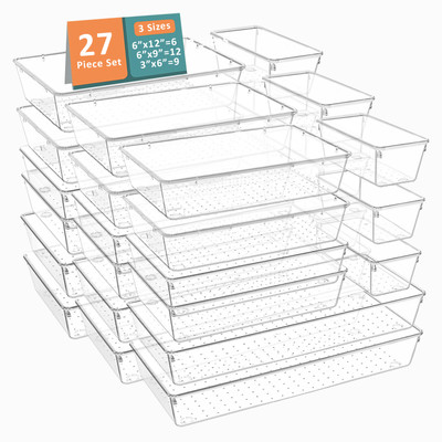 KUBER INDUSTRIES 27 Compartments Plastic Drawer Organizers(Transparent)