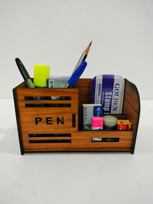 FLH craft 3 Compartments wood Desk Organizers(Brown)