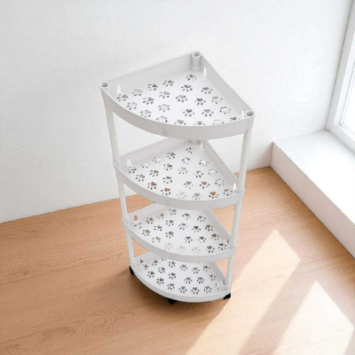 Ferio 4 Compartments Plastic Kitty Multipurpose Corner Drawer, Foldable Cabinet Storage Organiser home office(White)