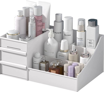 VERAT 7 Compartments Plastic Cosmetic Organizers(White)