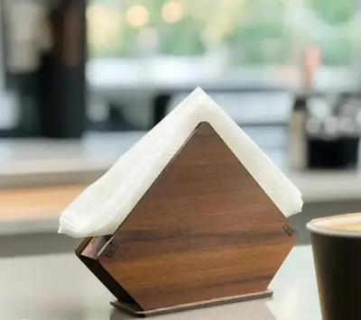 SAMWAX 1 Compartments Tissue Paper Holder And Facial Paper Napkin Holder With Pack Of 40 Tissue Papers Wooden Tissue Holder Stand With Full Size Tissue Paper For Home & Kitchen & Car(Brown)