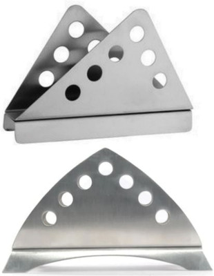 Fably 2 Compartments Stainless Steel 2pc Stainless Steel Napkin Stand set of 2 Best Quality Holder (pack of 2)(Silver)