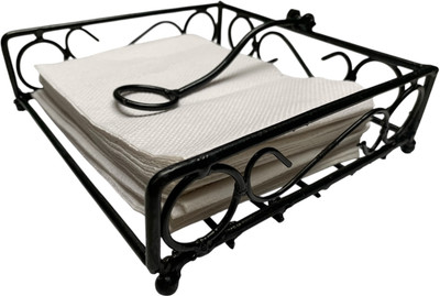 Looks Handicrafts 1 Compartments Iron || PREMIUM IRON TISSUE / NAPKIN HOLDER(Black)