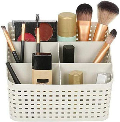PuthaK 5 Compartments Plastic Plastic Multipurpose Storage Box Organizer(White)