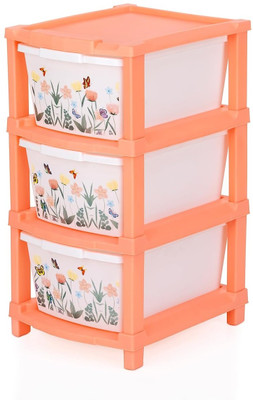ELINZA 3 Compartments Plastic NEW 3XL BUTTERFLY PRINTED MODULAR DRAWER SYSTEM MULTI PURPOSE STORAGE BOX BASKET(Multicolor)