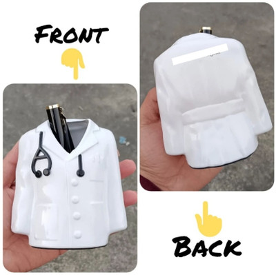 ssb 1 Compartments Plastic Pen Stand(White)