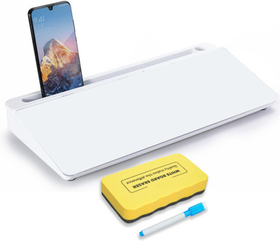 Eduway 2 Compartments Plastic Desk Whiteboard | Perfect for School, Office, and Home Use| 1 Marker & 1 Eraser(White)
