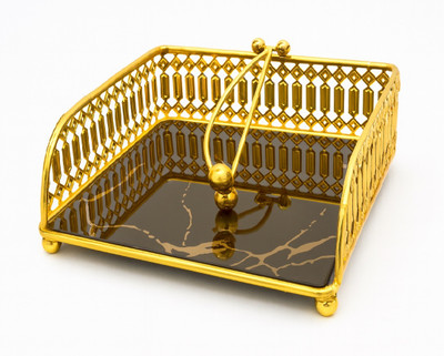 IndusBay 1 Compartments Steel Tissue Holder(Golden)