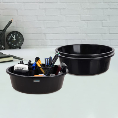HOMESTIC by Kuber Industries 3 Compartments Plastic Desk Organizer(Black)