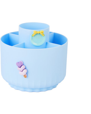 STANCRAY 5 Compartments ABS Plastic Rotating pen holder(Blue)