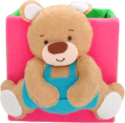 ninosworlds 1 Compartments cardboard square shape Pen Holder with teddy bear embedded(Multicolor)