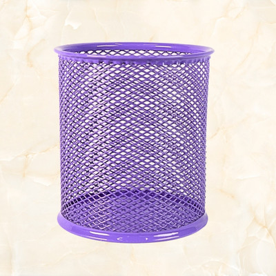 right 1 Compartments Metal Mesh Pen Holder, Desk Organizer Pen Stand(Purple)