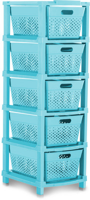 Pinkwhale 5 Compartments Plastic Modular Drawer(Blue)