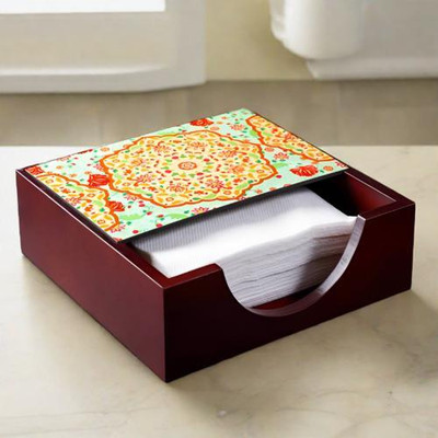 KOLOROBIA 1 Compartments Wooden Napkin Holder(Multicolor)