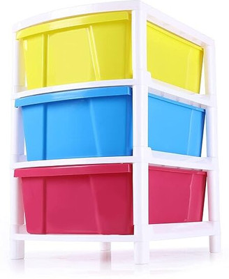 ecosustain mart 3 Compartments Plastic Multi purpose Multi Color Plastic modular Drawer (3-Drawer)(Multicolor)