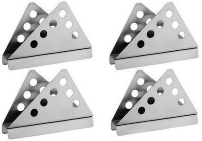 Fably 4 Compartments Stainless Steel 4pc Stainless Steel Napkin Holder Heavy Quality Napkin Stand (pack of 4)(Silver)