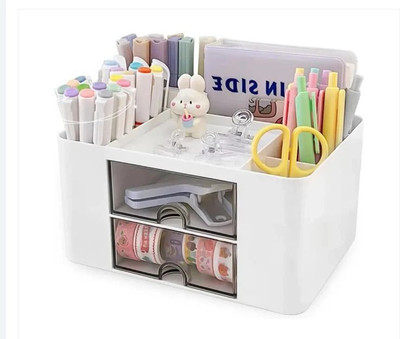 Envroeity 8 Compartments Plastic Small Organizer(White)