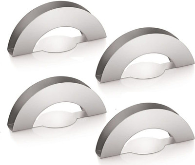 finality 4 Compartments Stainless Steel Hotel ware Matt Finish D-Cut Napkin/Tissue Holder Napkin Stand(Silver)