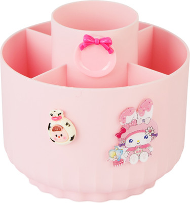 JAI SHRI 4 Compartments ABS Plastic Rotating pen holder makes organizing stationary fun and easy for kids.(Pink)
