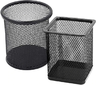 Nexvox 2 Compartments Metal Mesh Pencil tool holder(Black)