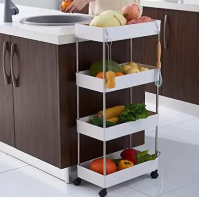 JAY MAHAKAL MULTIPURPOSE KITCHEN TROLLEY/RACK FOR VEGETABLE AND FRUITS 4XL Plastic Kitchen Trolley(Pre-assembled)