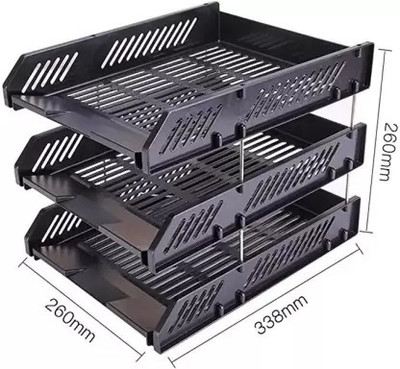 Greenstone 3 Compartments plastic desk organizer(Black)