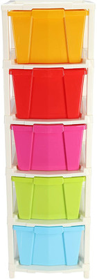 Pinkwhale 5 Compartments Plastic Modular Drawer(Multicolor)
