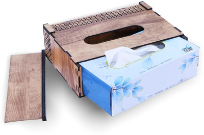 Vpllex 1 Compartments Wooden Napkin Holder for Dining Table(Brown)