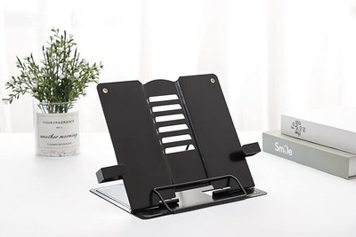 GEEO 1 Compartments METAL Adjustable Desk Book Stand(Black)