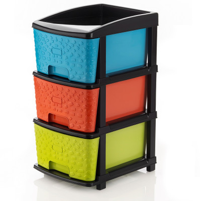 Pinkwhale 3 Compartments Plastic NEW 3XL STONE MULTICOLOR MODULAR DRAWER SYSTEM MULTI PURPOSE STORAGE BOX BASKET(Multicolor)