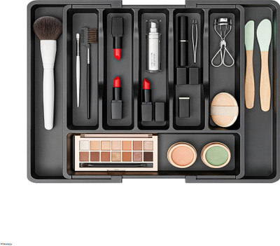 HOMESTIC 8 Compartments Plastic Desk Organizers(Black)