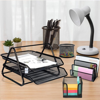 HOMESTIC by Kuber Industries 5 Compartments Iron desk_organizer(Black)