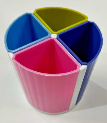 Gaurik Creations 4 Compartments Plastic Pen Stand Pencil Makeup Paint Brush Holder(Multicolor)