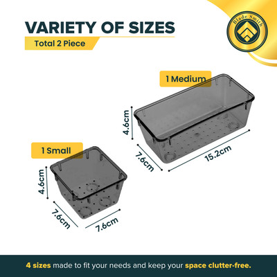 BLADESMITH 2 Compartments PLASTIC Plastic drawer organizer(Black)